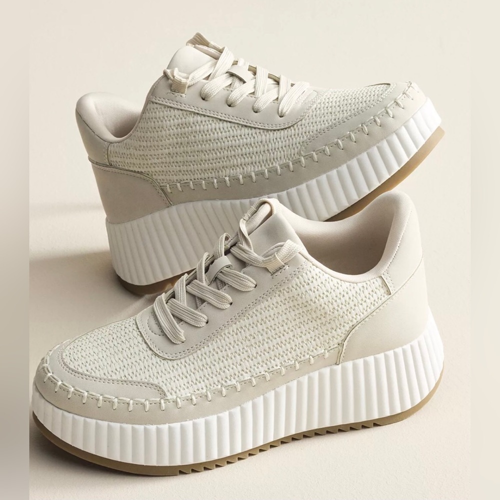 Women's Cream Sneakers, Size 9